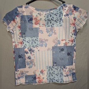 Between Brand Girls Sheer Floral Patchwork Blouse Size 8